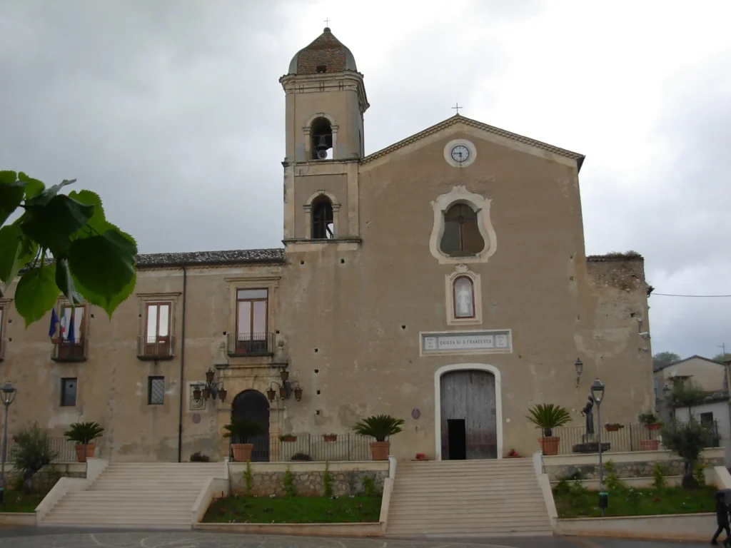 Panoramic view of the Church of San Francesco da Paola in Altomonte, perfect for weddings.